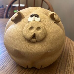 piggy bank - Fat Pig - stoneware with cork stopper - measurements in pho…